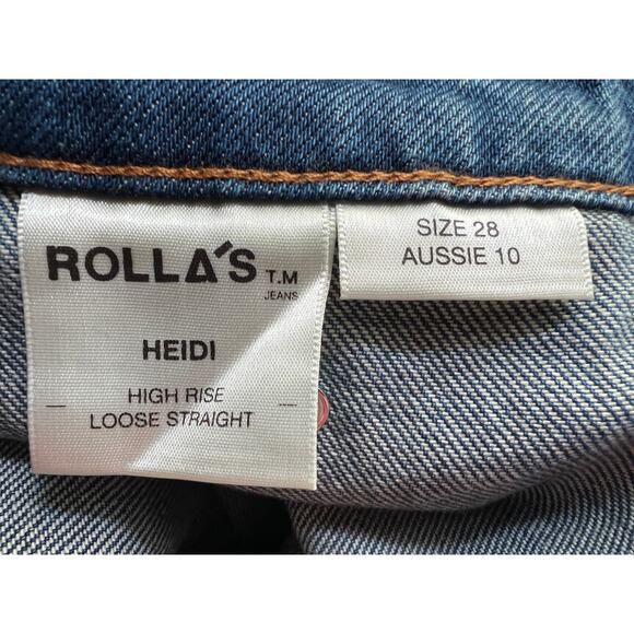 ROLLA'S JEANS WOMEN SIZE 10/28 HIGH RISE RELAXED STRAIGHT DARK VINTAGE BLUE - Picture 5 of 15